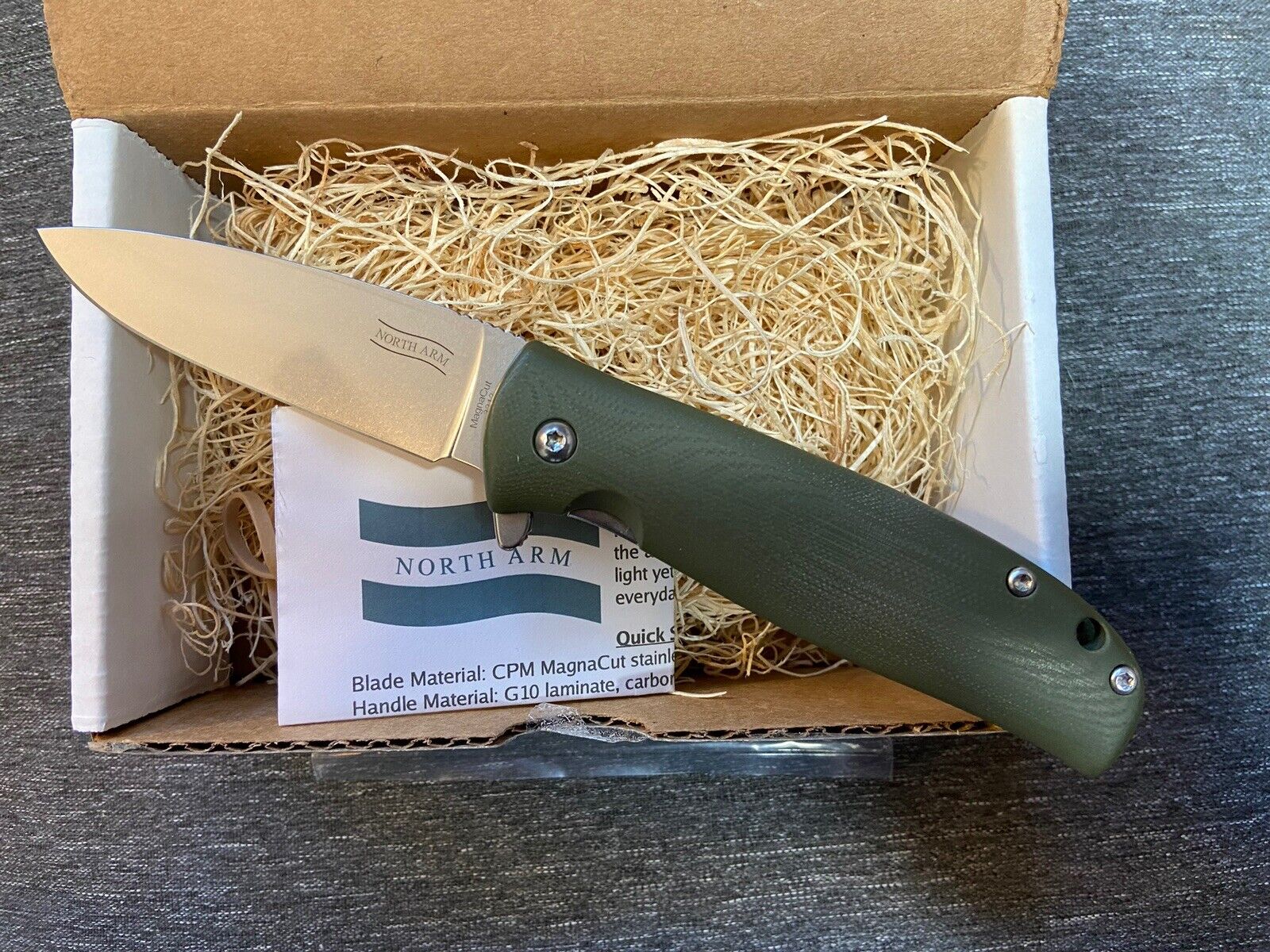 North Arm Knives – Skaha II – Polished Stonewash – Forest Green G10
