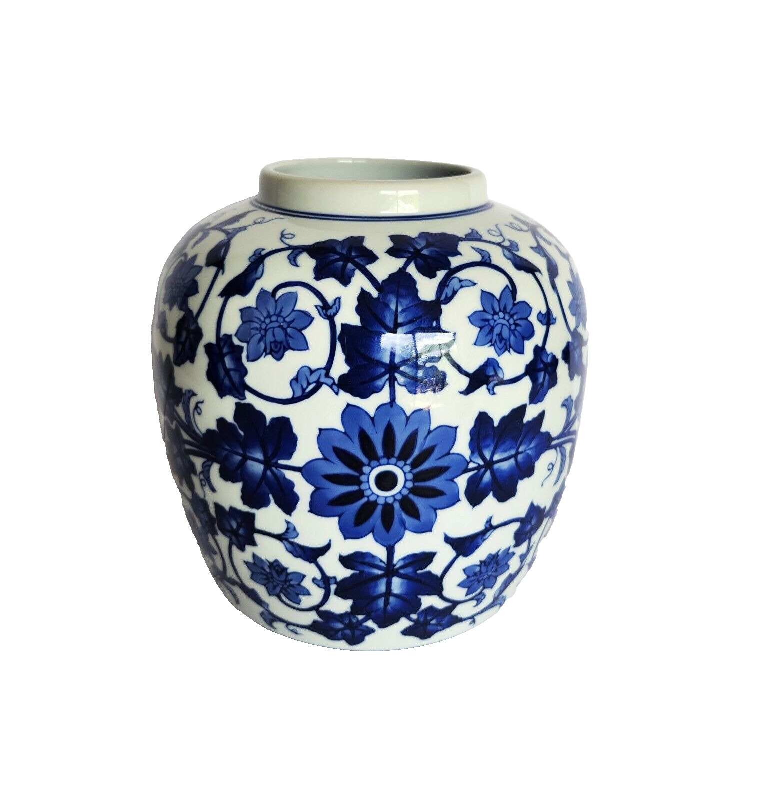 Vintage Bombay Blue & White Chinoiserie Style Vase Floral Ginger Jar Vase 8\