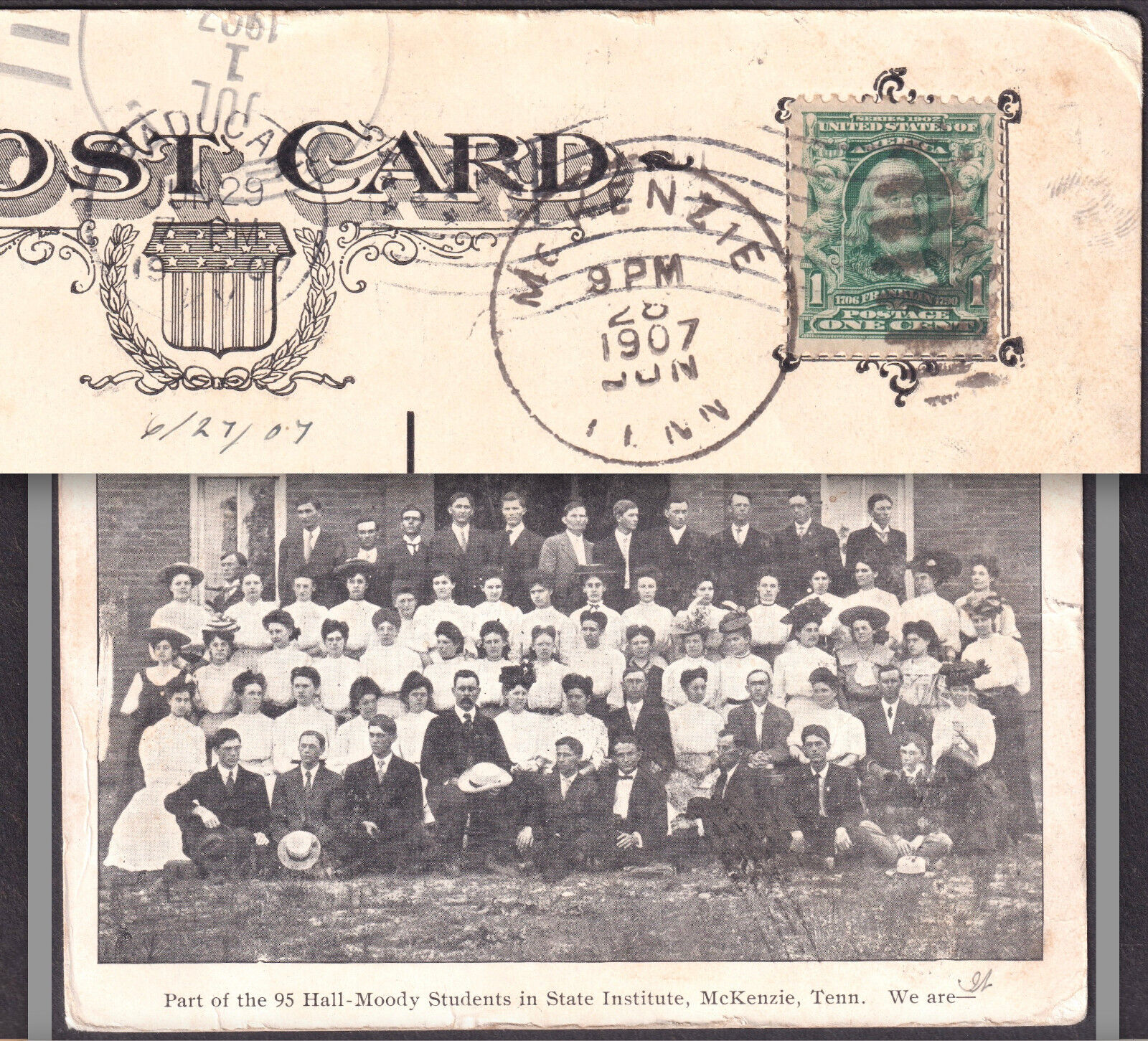RARE: 1907 Hall-Moody State Institute McKenzie Tennessee UT Martin X TN PostCard