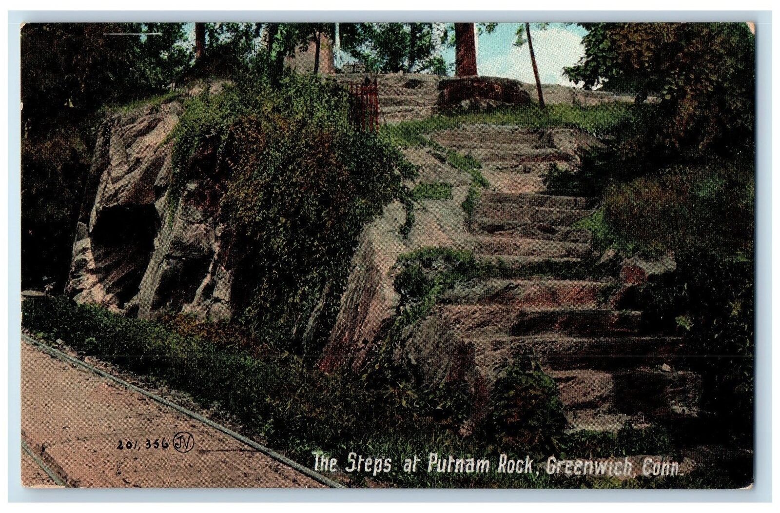 1908 The Steps At Putnam Rock Greenwich Connecticut CT Posted Vintage Postcard