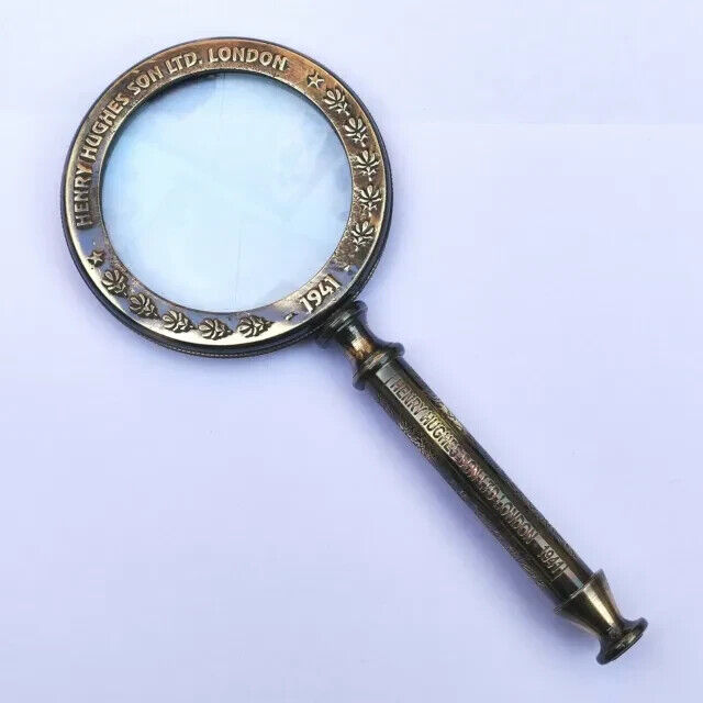 Antique Brass Heavy Magnifying Glass Vintage Magnifier Collectible gift