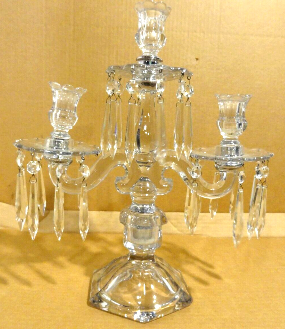 Vintage Heisey  Williamsburg Crystal 3 light Candle Candelabra