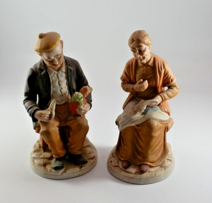 Rare VINTAGE 40 yr Ceramic Porcelain man & woman Figurine  8\