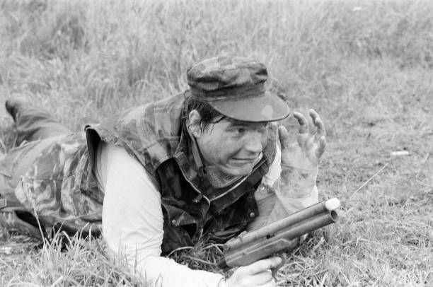 Meat Loaf takes part in a survival game in Common Wood near Ha- 1986 Old Photo