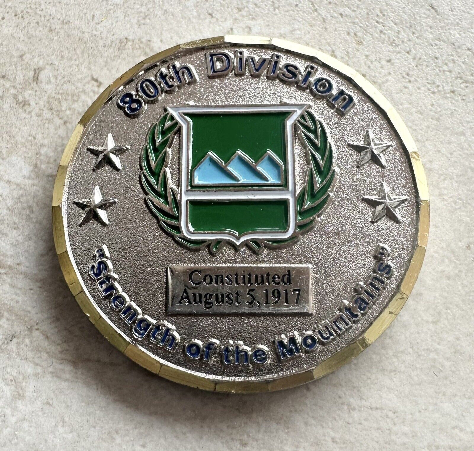 80th division (Blue Ridge Division) challenge coin from Commanding General