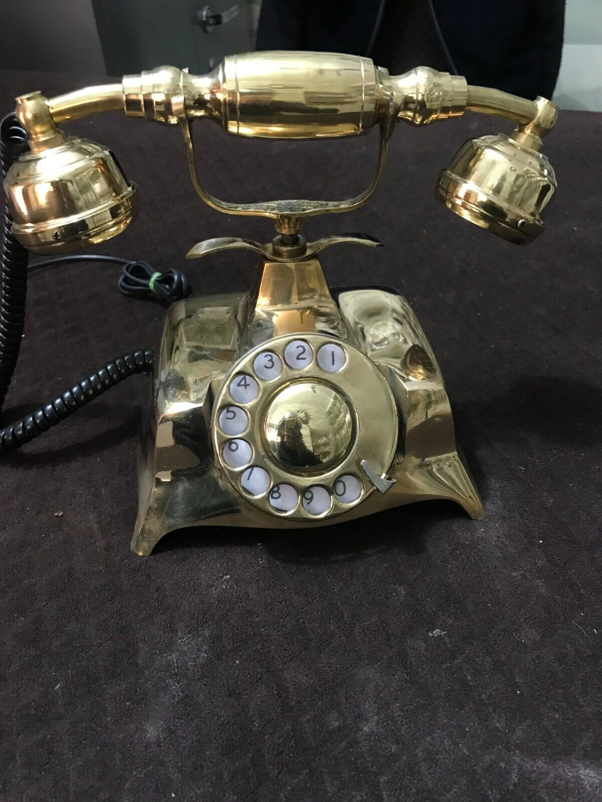 Solid Brass French Victorian Style Rotary Dial Desk Telephone