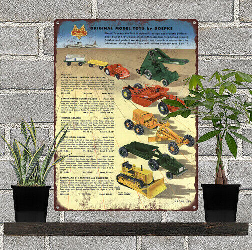 1956 Doepke Model Toys Caterpillar Bulldozer Tractor Metal Sign 9x12\