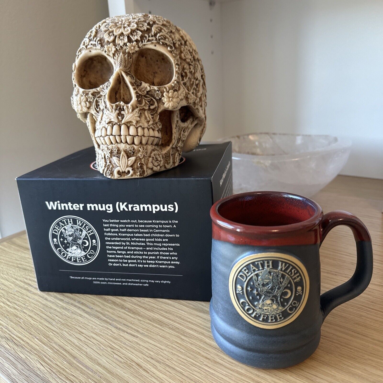 Death Wish Coffee Christmas Mug Krampus 1214/3666 - Deneen Pottery NIB From 2019