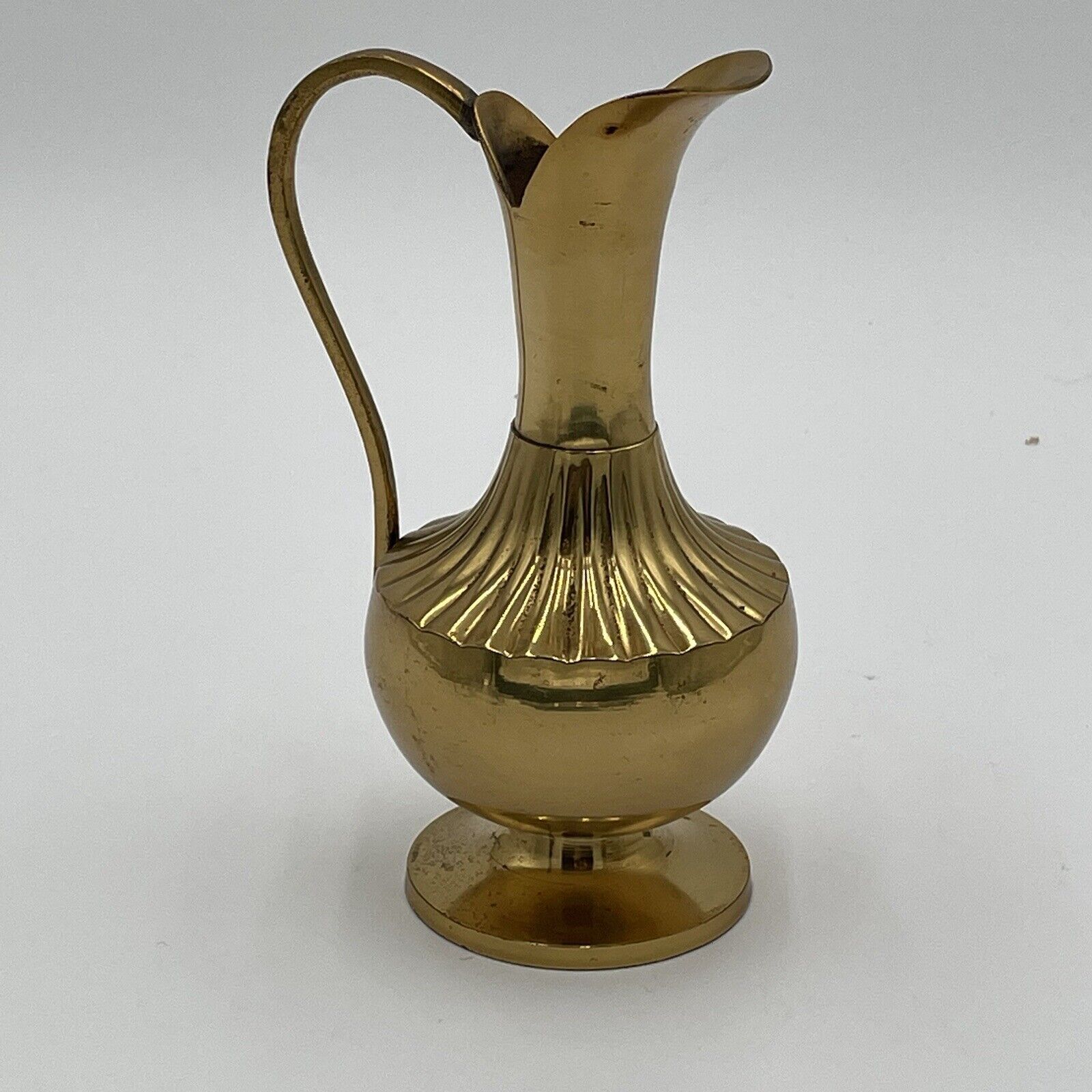 Vintage Brass Pitcher India Ornate Moroccan Gold Decor 