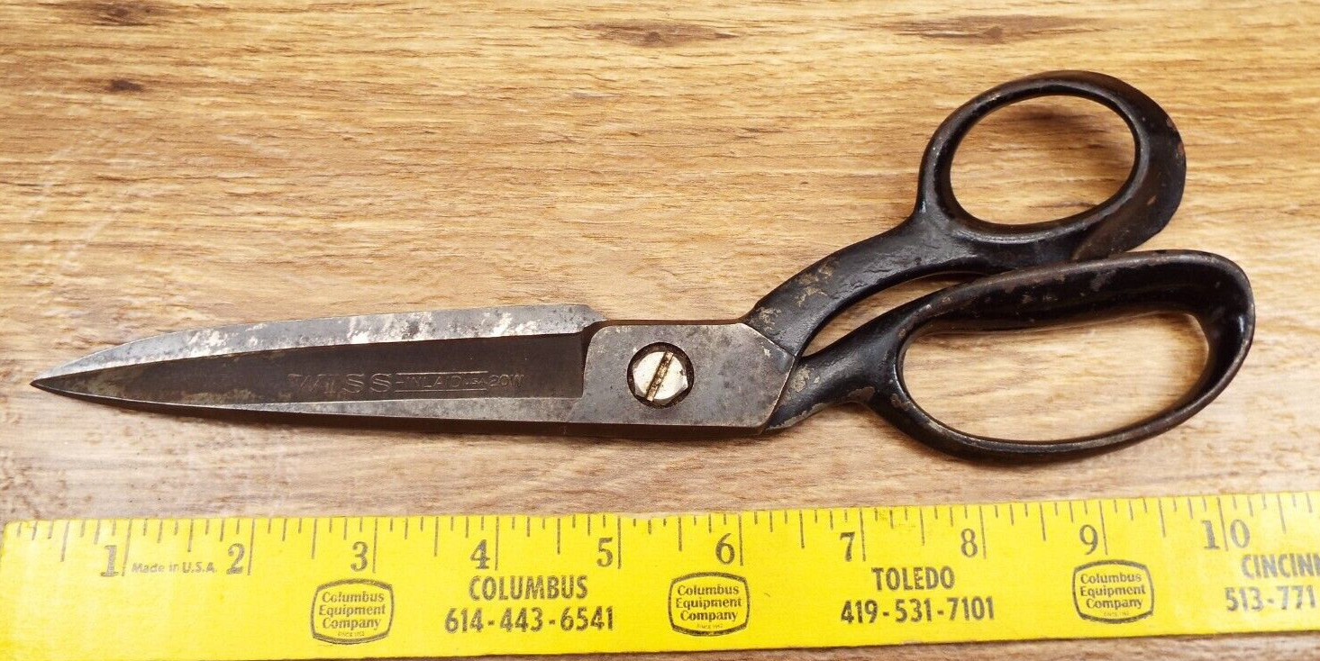 Vintage WISS Inlaid Sewing Scissors Shears No. 20W 10 1/2-inch HEAVY DUTY USA