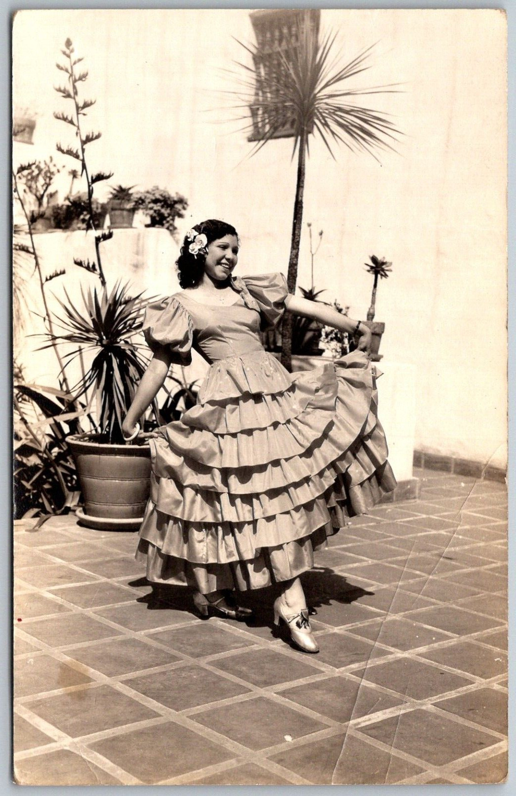Santa Barbara California 1930s RPPC Real Photo Postcard Rosita Cota Nuual Fiesta