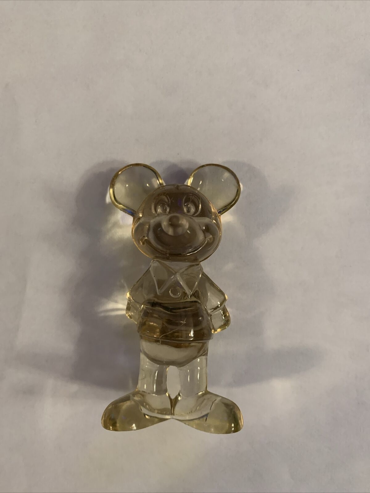 Vintage Hard Plastic Clear Mickey Mouse Disney Figurine