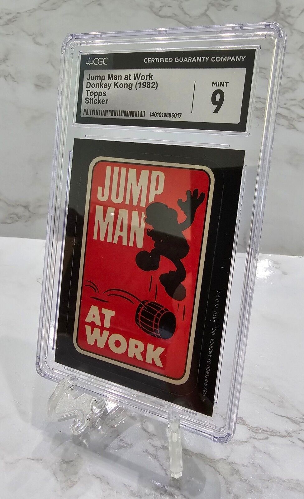 1982 Graded Nintendo America Card Jump Man At Work Donkey Topps Sticker MINT CGC