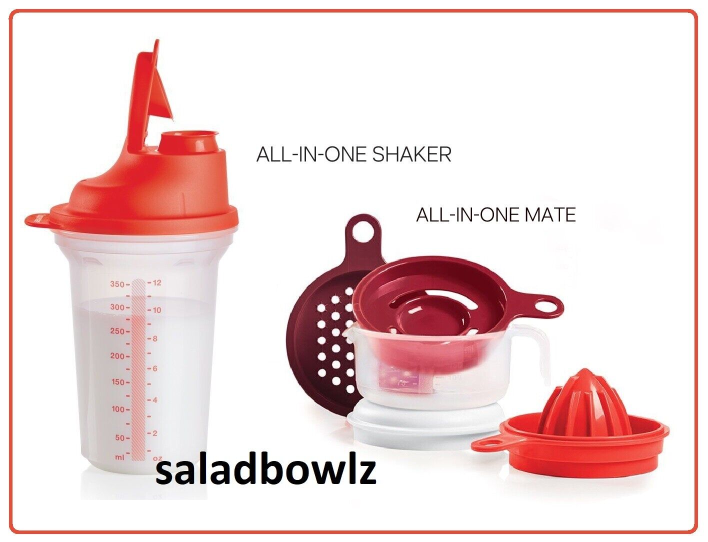 TUPPERWARE ALL-IN-ONE SHAKER and MATE Measure Mix Store Dripless Seal Zest Juice