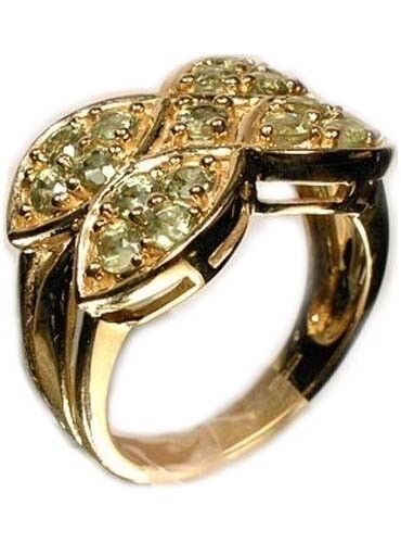 Gold Ring 17 Green Sapphires Handcut: Ancient Rome Abundance God Saturn Gem 9kt