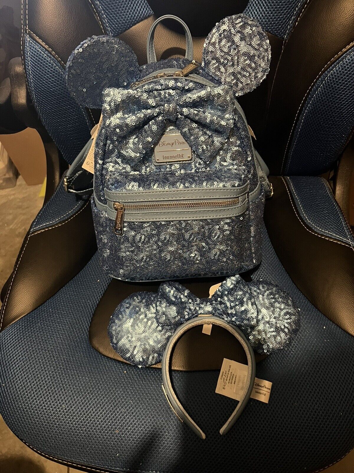 2024 Disney Parks Loungefly Backpack Hydrangea Blue Sequins & EARS NWT