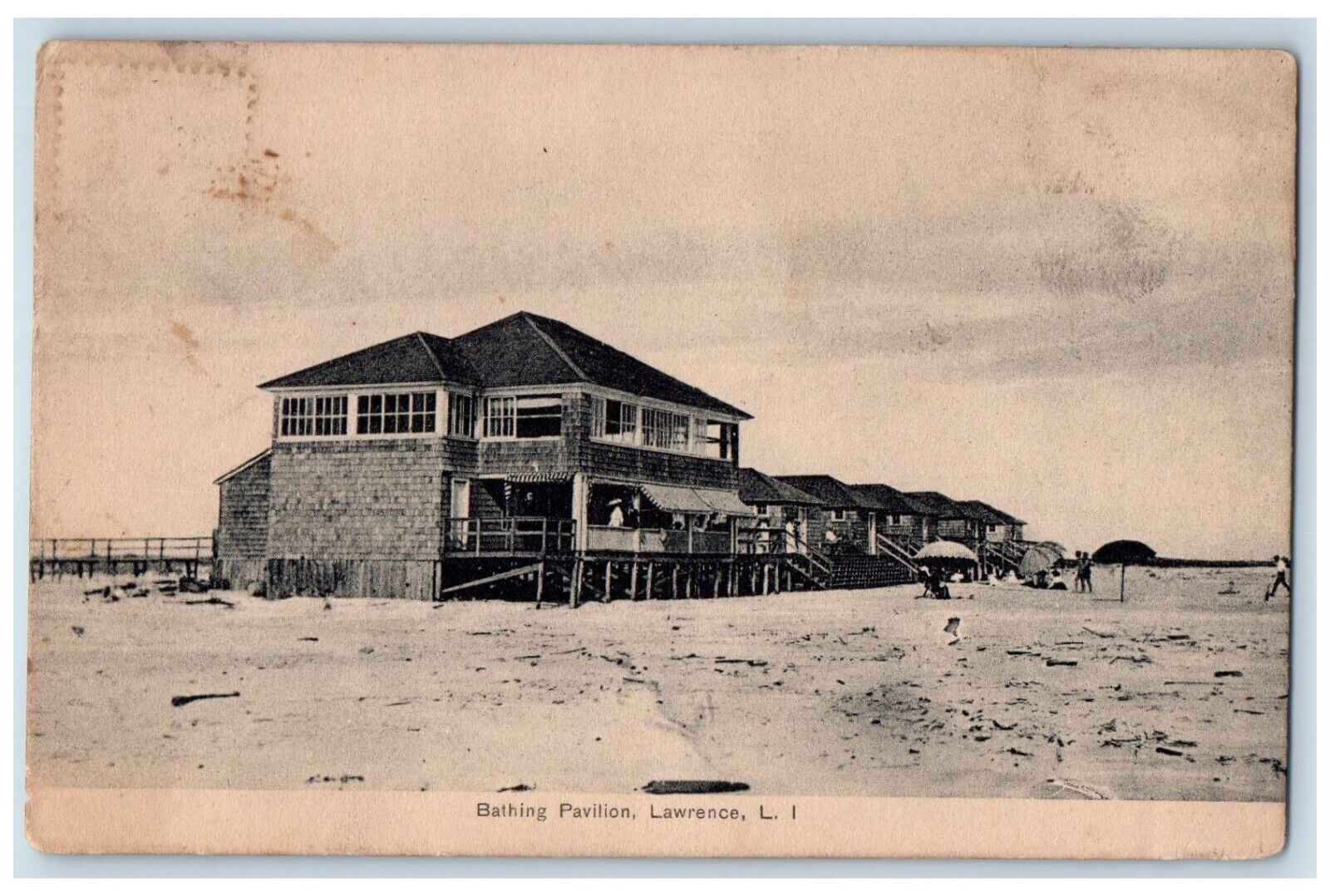 1909 Bathing Pavilion Beach Lawrence Long Island New York NY Antique Postcard
