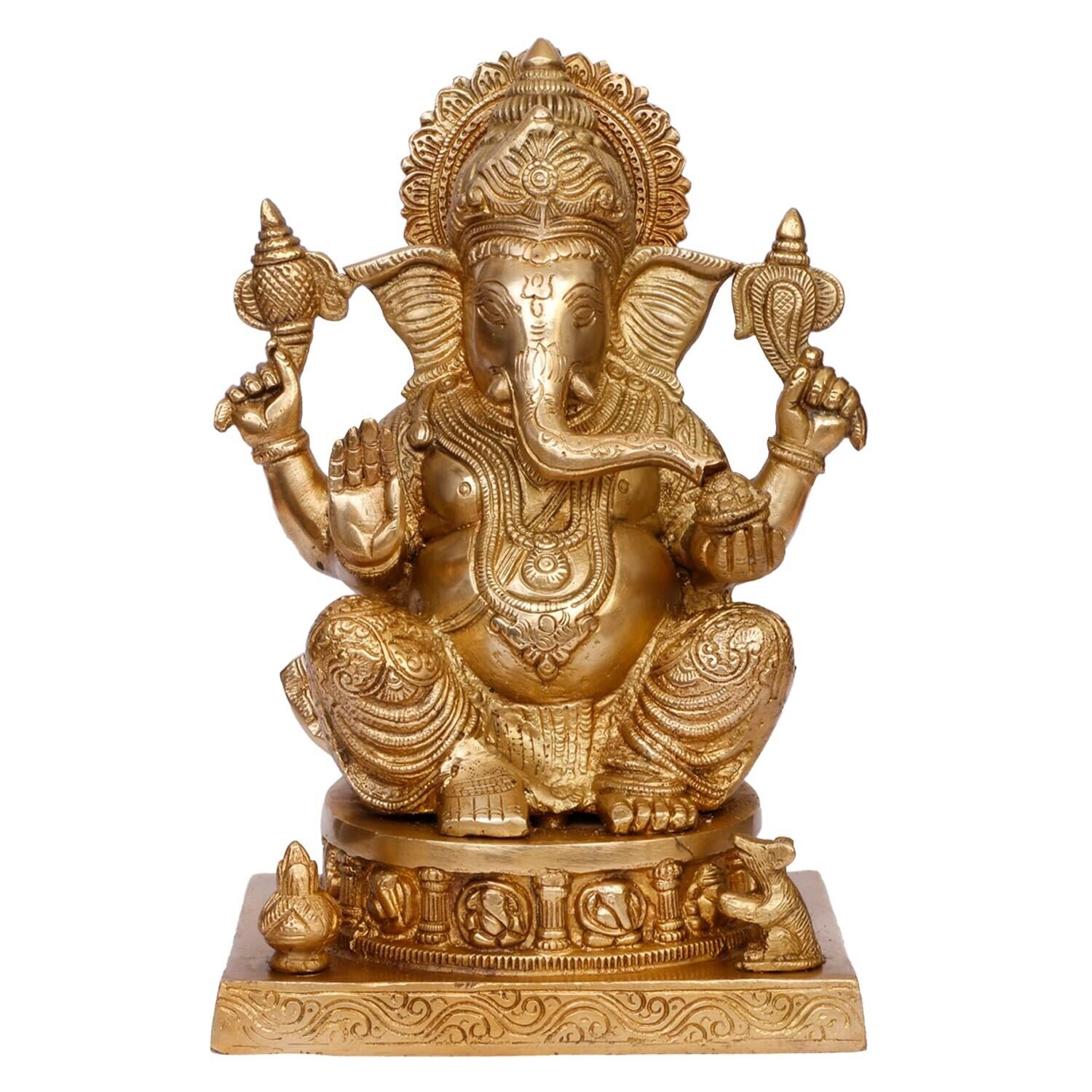 Brass Mangalkari Ganesha Ganesh Bhagwan Large Statue God Ganpati Murti for Home