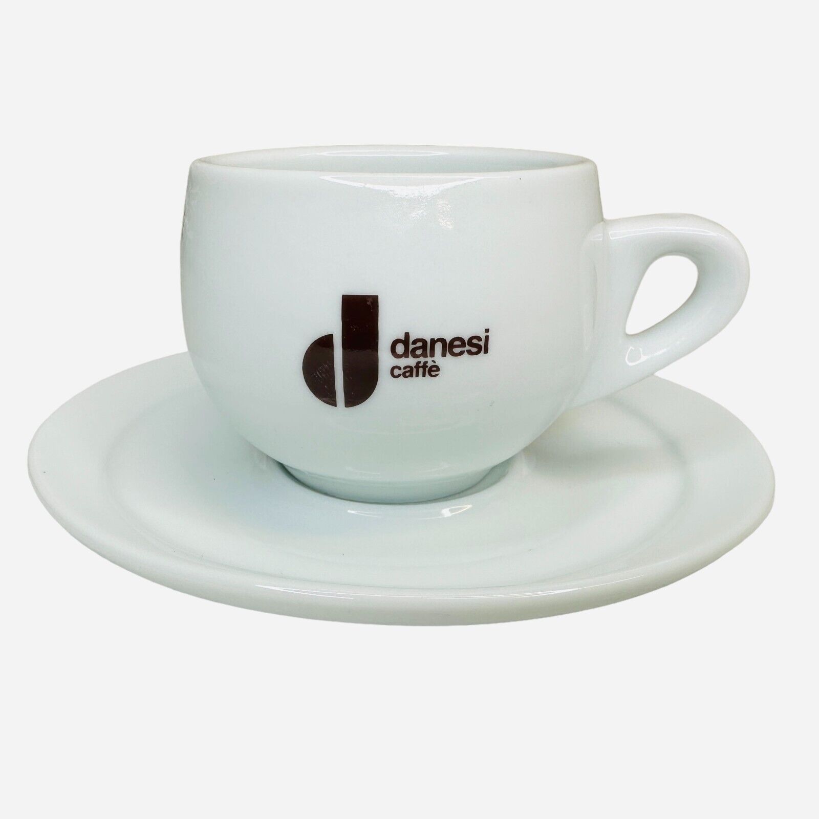 Danesi Cafe White Porcelain Cappuccino/Latte Coffee Cup & Saucer Plate