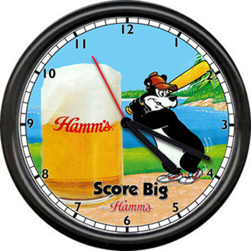 A Hamm's Hamms Baseball Costume Beer Bear Bar Tavern Sign Wall Clock