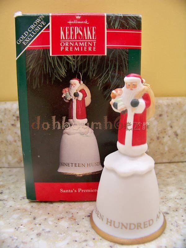 Hallmark 1991 Santa\'s Premiere Porcelain Bell Christmas Ornament