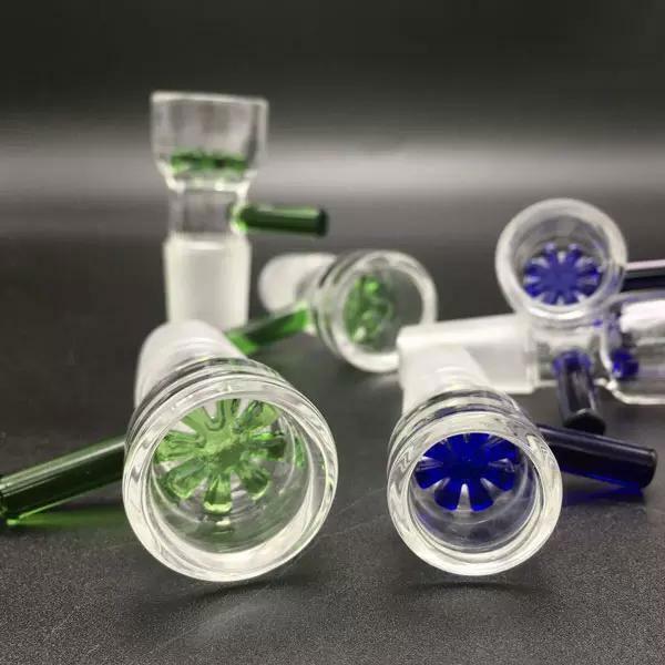 2pcs 14mm male Glass Funnel Bowl Slide Bowl with Snowflake Screen for Glass Bong