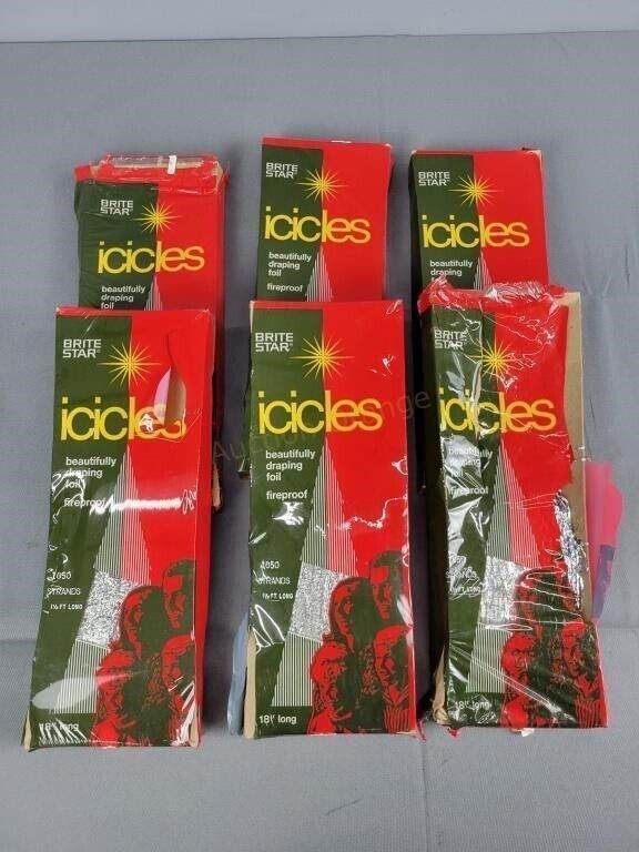 Lot of 6 Box 18” Strands 1050 Brite Star Icicles Tinsel Christmas Tree Decor