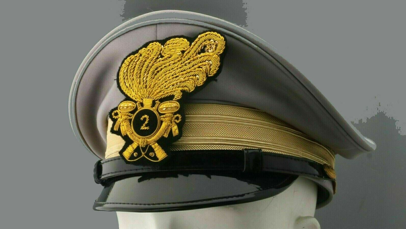 Italian Army Cap - Replica Ww2 Italy Army 2nd Artillery Officer's visor Hat Cap