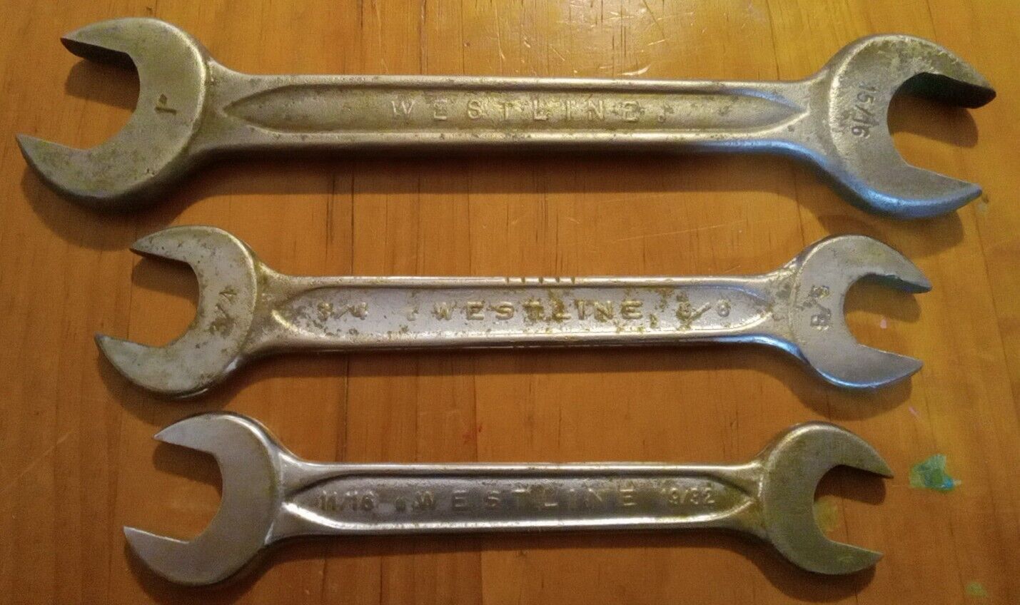 Lot Of 3 Vintage Western auto Westline Open End Combination Wrenches  19/32 - 1\