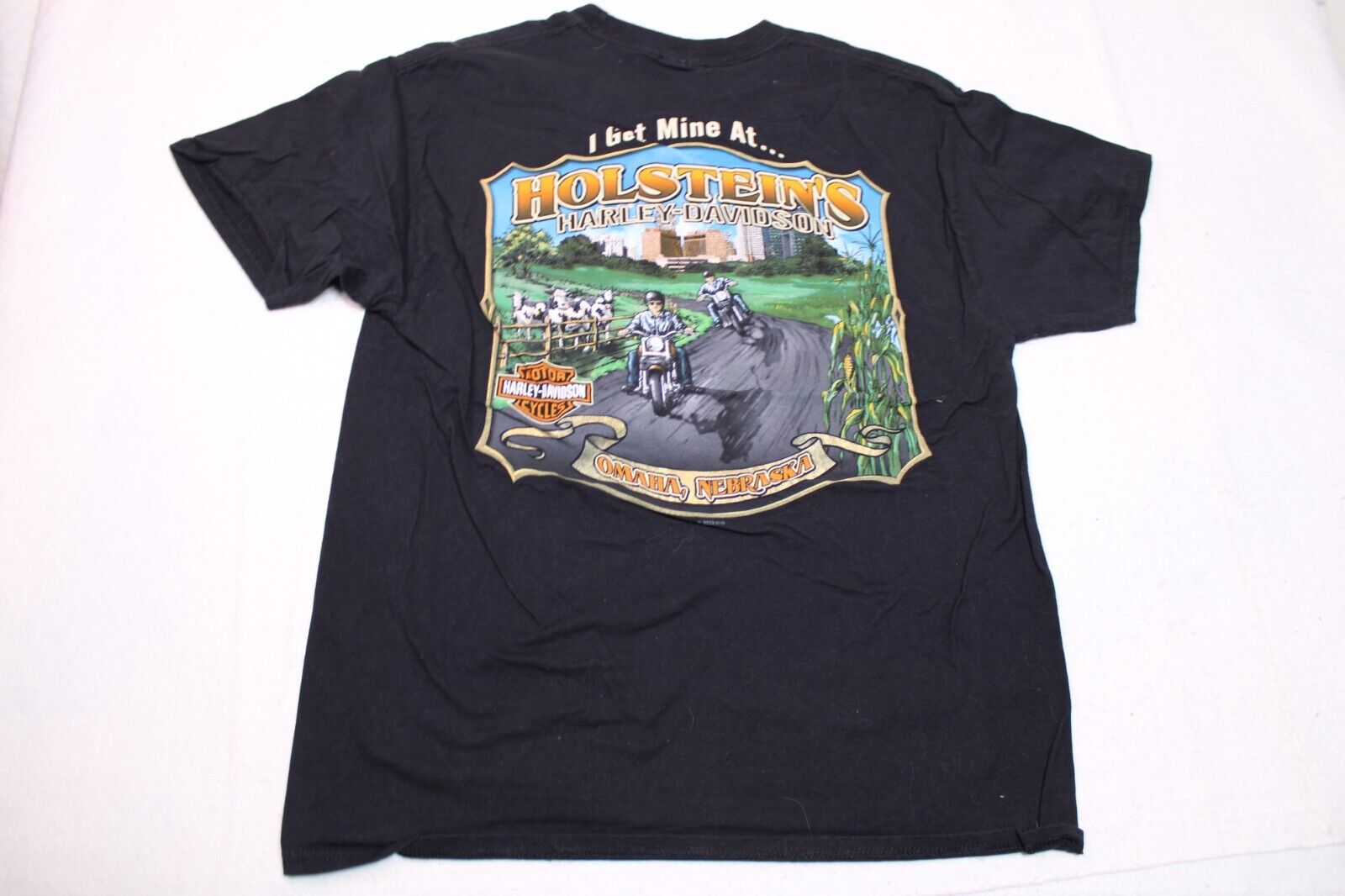 vintage Harley Davidson Omaha Nebraska Shirt Mens Large Black Holstein’s