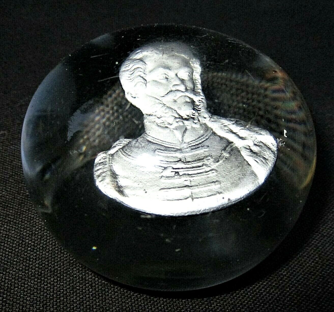RARE - ANTIQUE 1851 LOUIS KOSSUTH SULPHIDE PAPERWEIGHT- NEW ENGLAND GLASS CO.