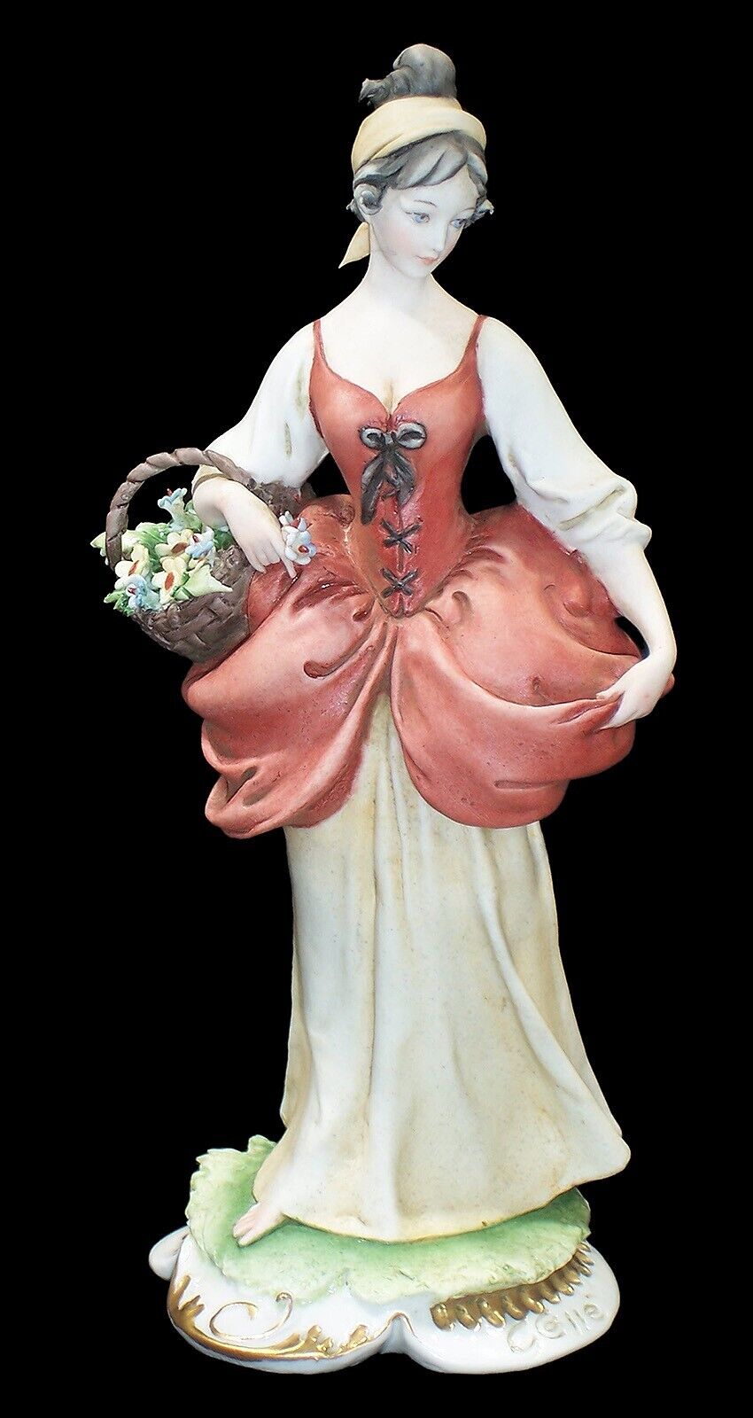 Rare Capodimonte Giuseppe Cappè Figurine, Lady With Flowers, c.1959, 7.25” High