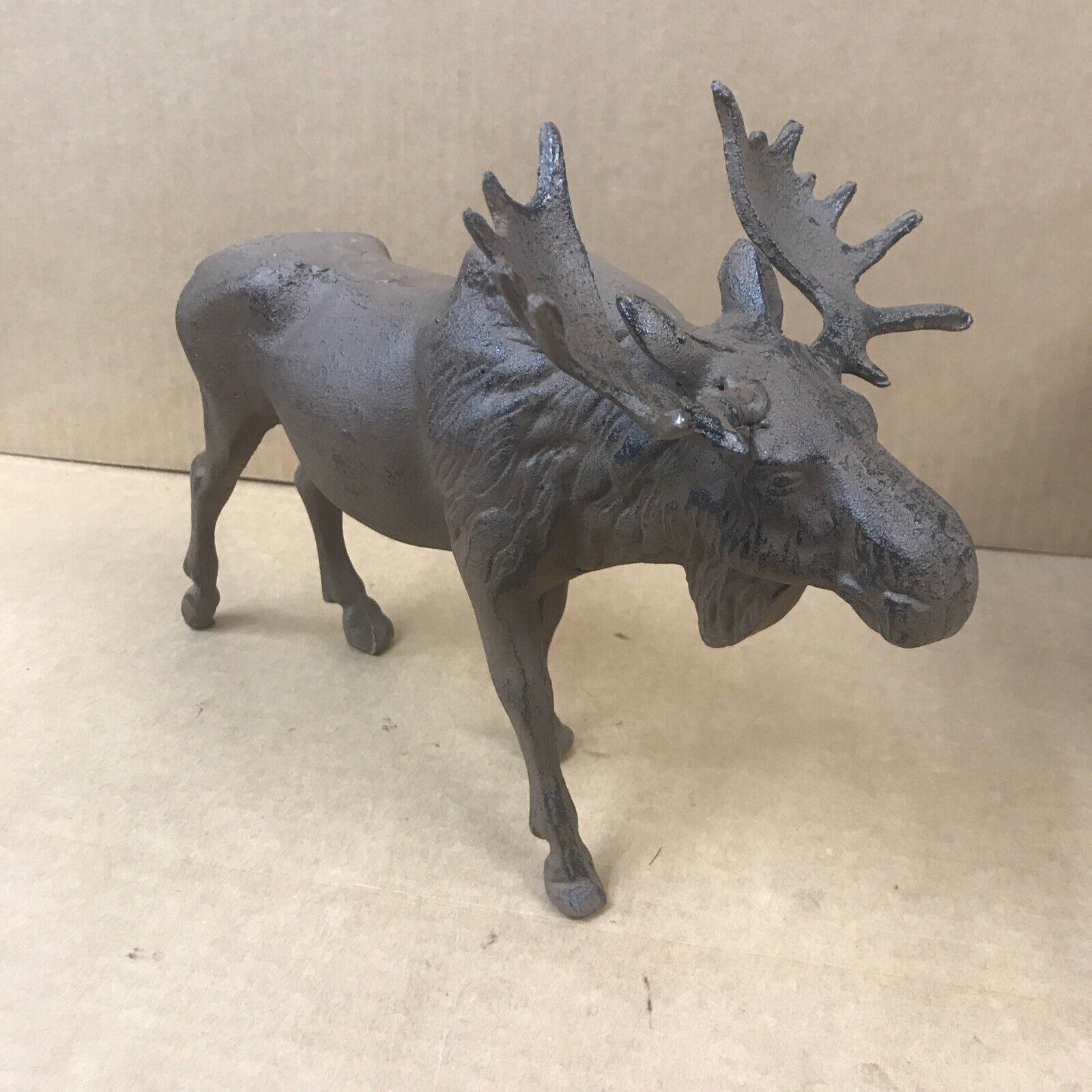 Cast Iron Moose Statue Figure Art Doorstop 8\