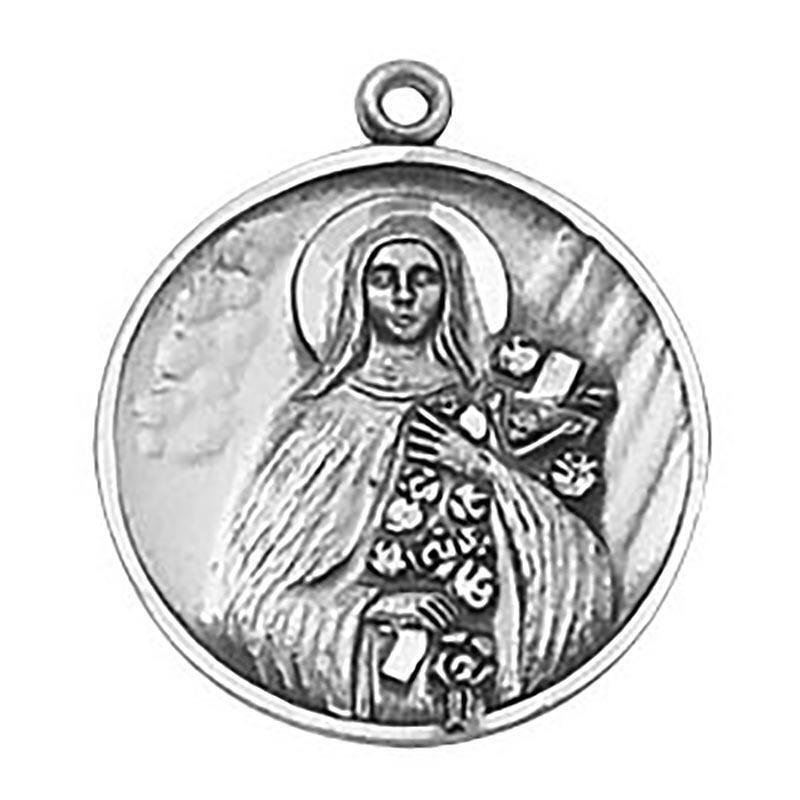 Saint Teresa Sterling Silver Medal Size .875 in D comes with 18 in Chain