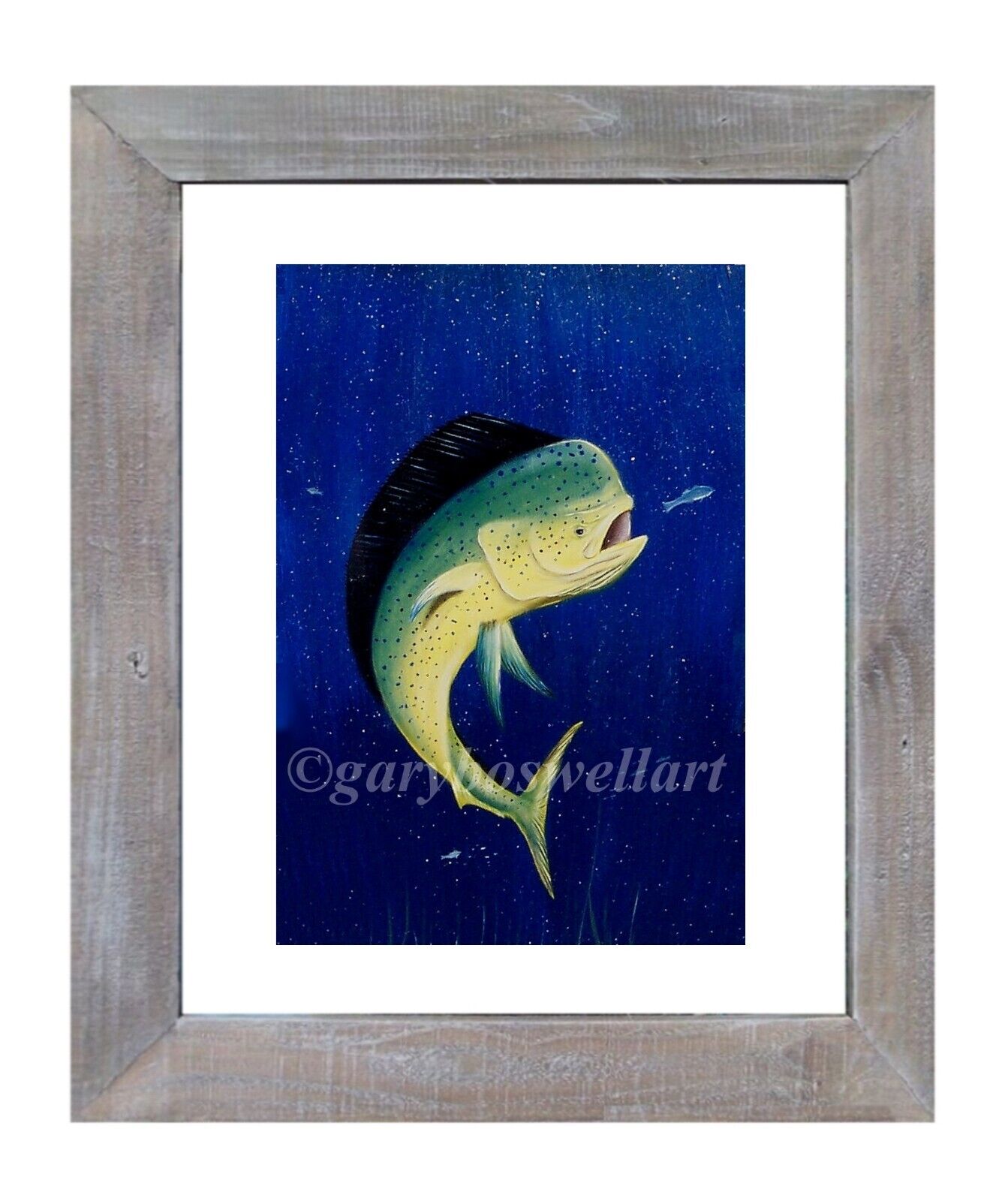 Dolphin fish in deep blue ocean S/N limited edition signed framed mahi wall art