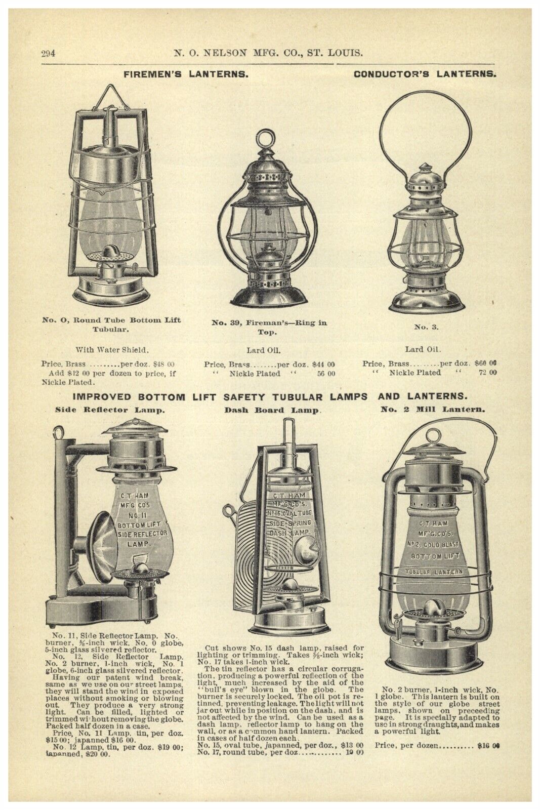 1895 PAPER AD Firemen Firefighter Lantern Conductor Ham Water Shield Axe Buckets