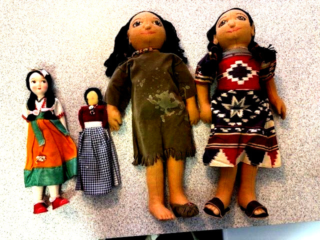 Vintage handmade Mexican and Navajo Native American souvenir dolls LOT OF 4