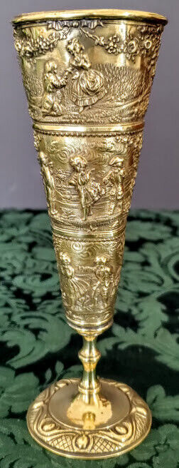 Antique Austrian Bronze Hand Repoussed Gold Gilded 7