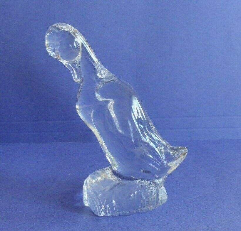 Vintage Daum Nancy France Art Glass Crystal Duckling Figurine Signed 