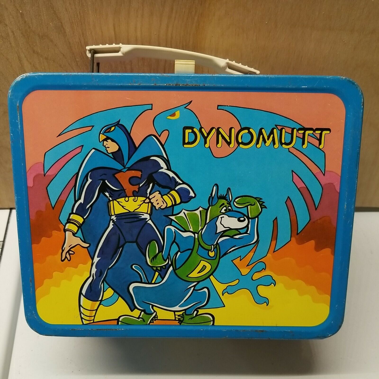 Dynomutt & Blue Falcon Lunchbox. 1976.  Thermos has no cover or cup 