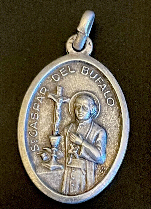 Vintage Catholic Saint St Gaspar Del Bufalo Mary Jesus Silver Tone Medal Signed
