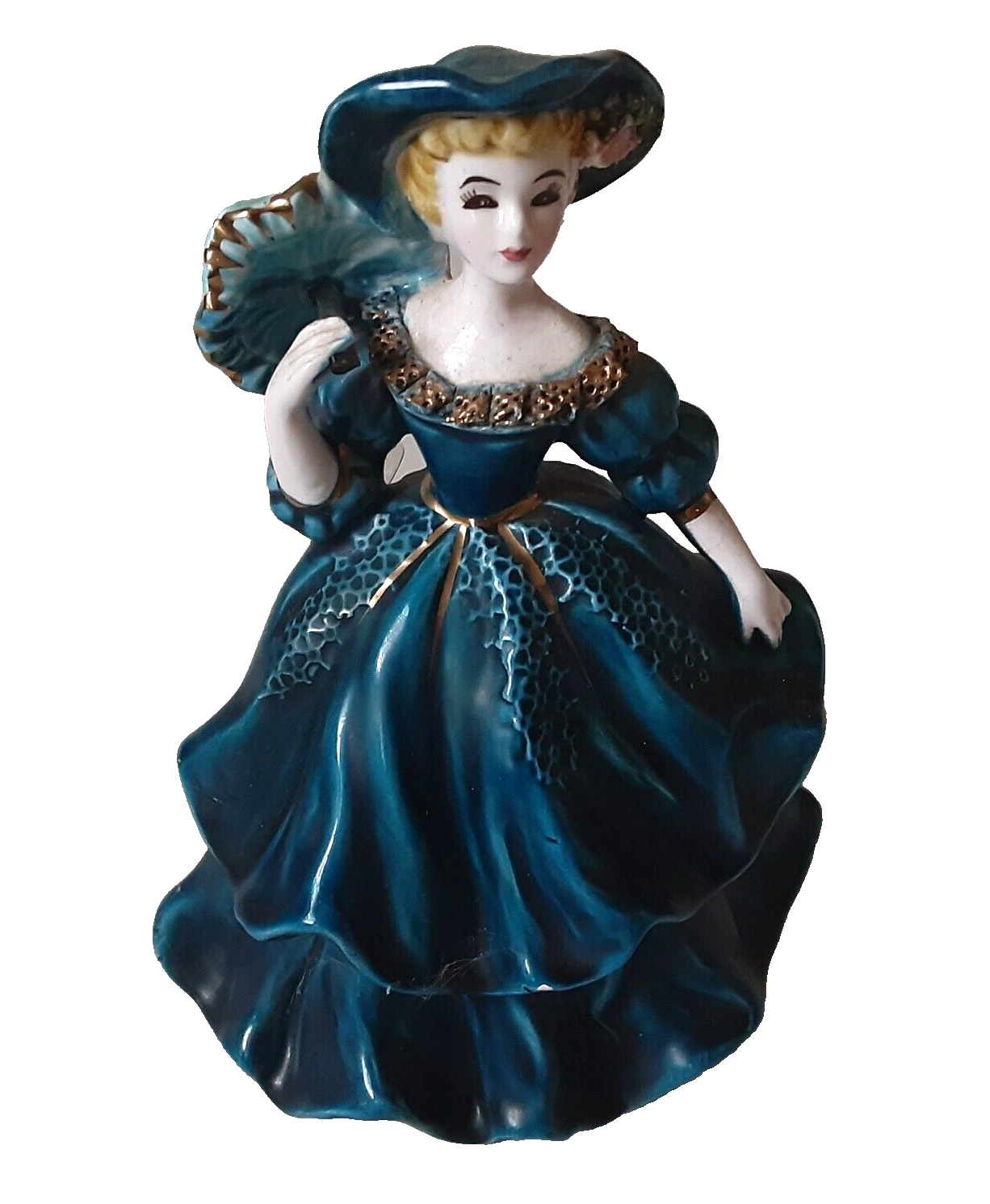 Lefton Victorian Style Ceramic Lady Figurine with Parasol 7\