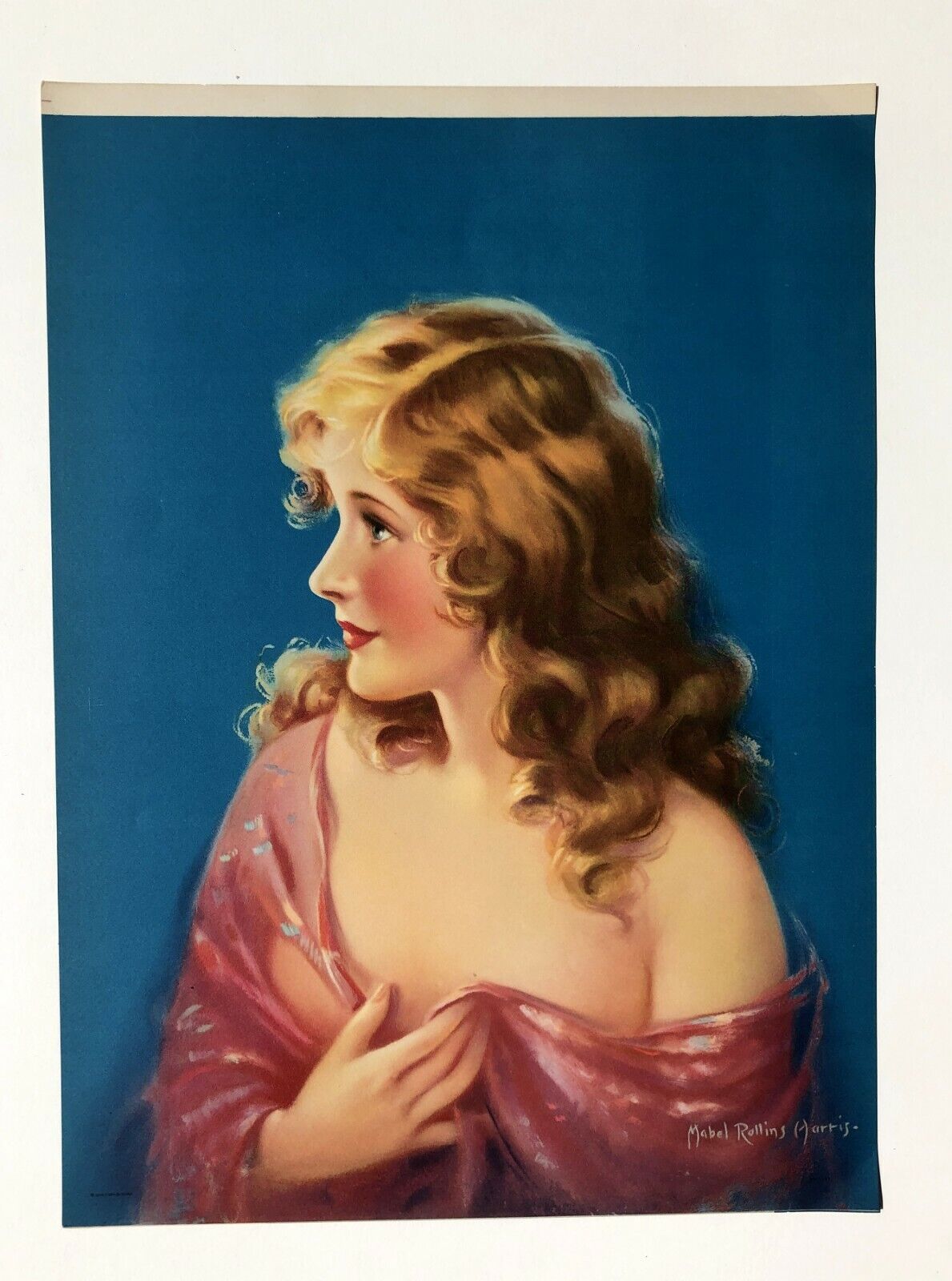 Gorgeous 1930's Mabel Rollins Harris Print Portrait of Woman 12x16