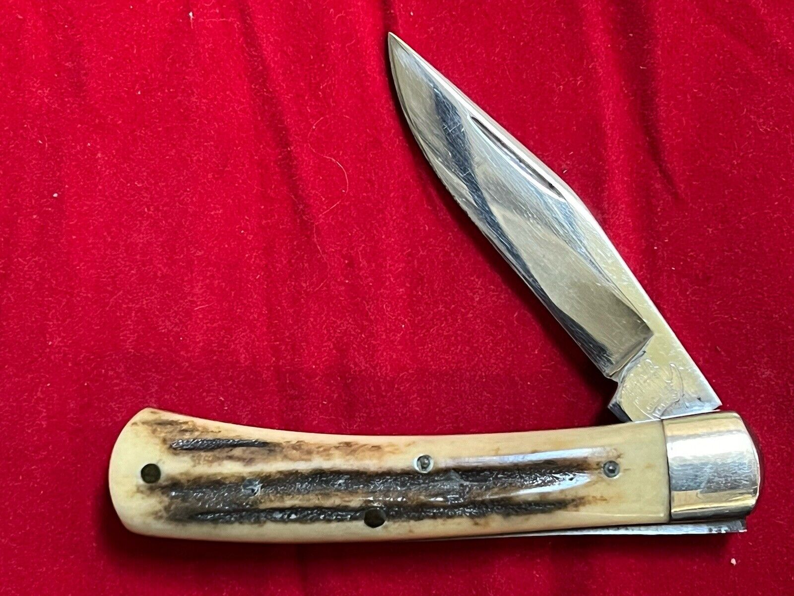 Vintage JH GLOVER Handmade 1 Blade Stag Handle Pocket Knife VERY CLEAN R525