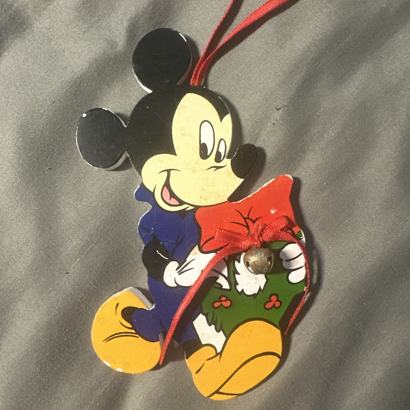 Vintage Wooden Disney Mickey Mouse Cut Out Christmas Ornament Kurt Adler