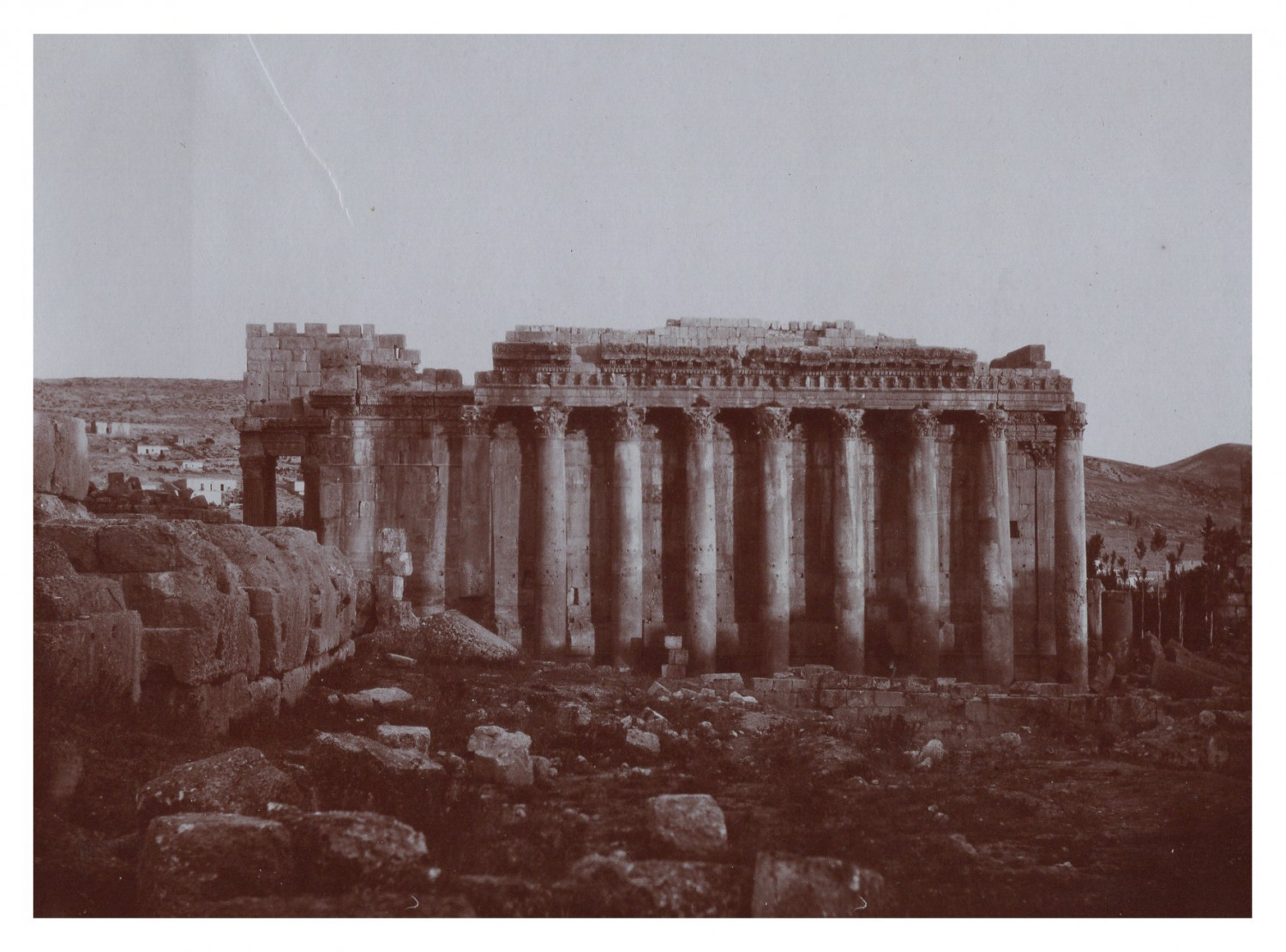 Lebanon, Baalbek, View of a Monument, Vintage Print, circa 1900 Vintage Print