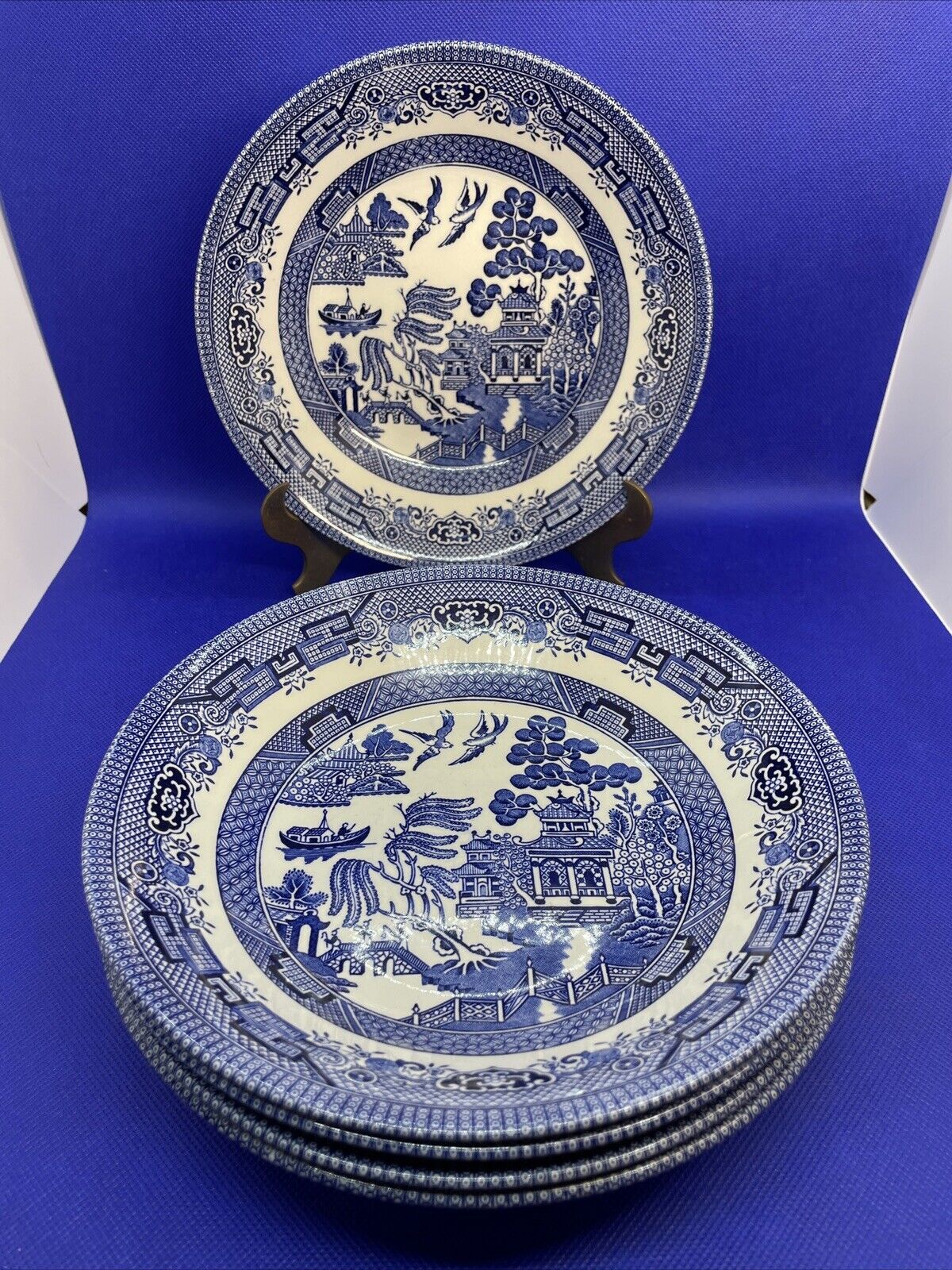 Willow Blue Soup Salad Bowls Churchill Made in England Excellent