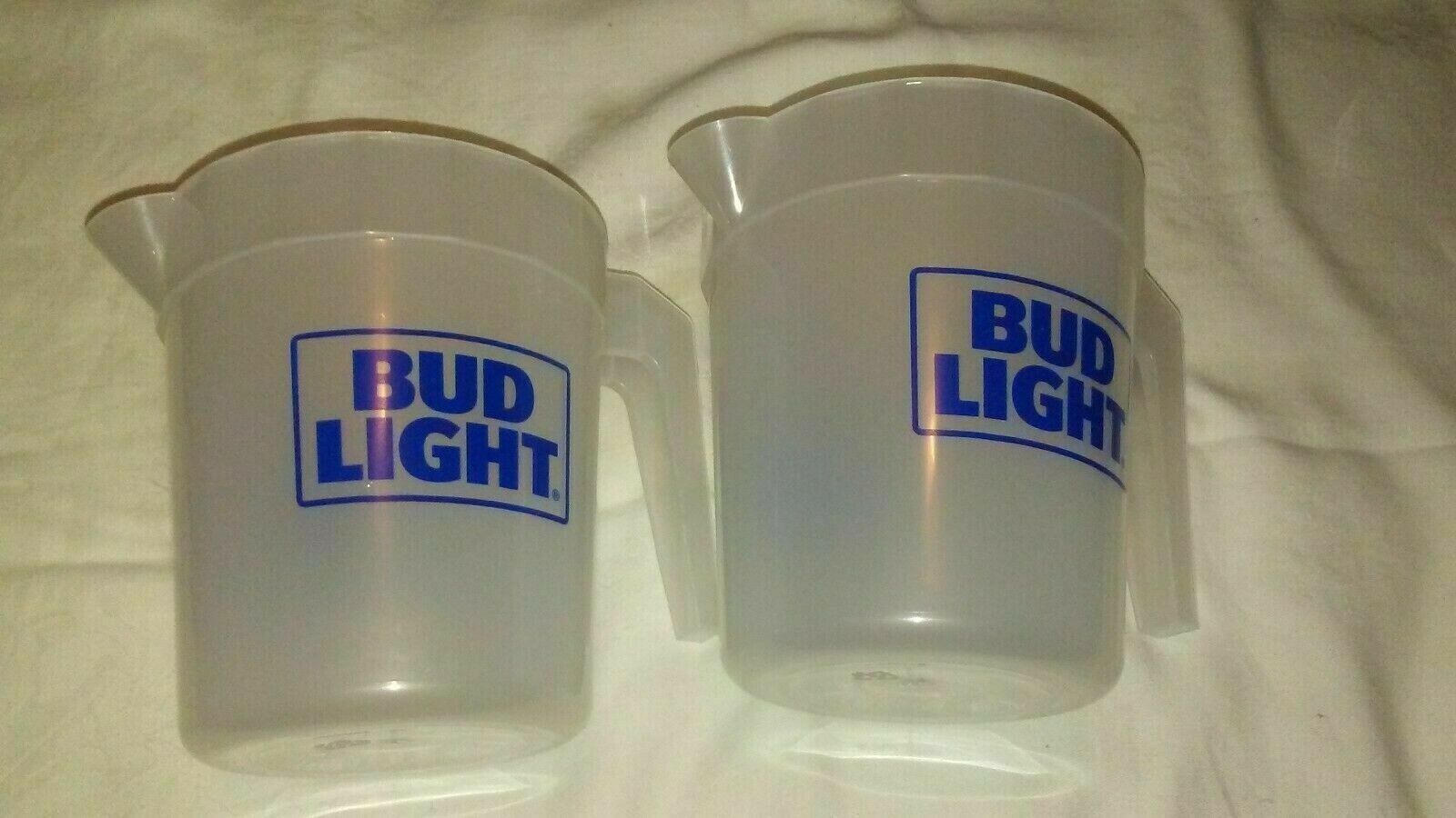 Lot of 2  7” Bud Light Beer Plastic Pitcher 