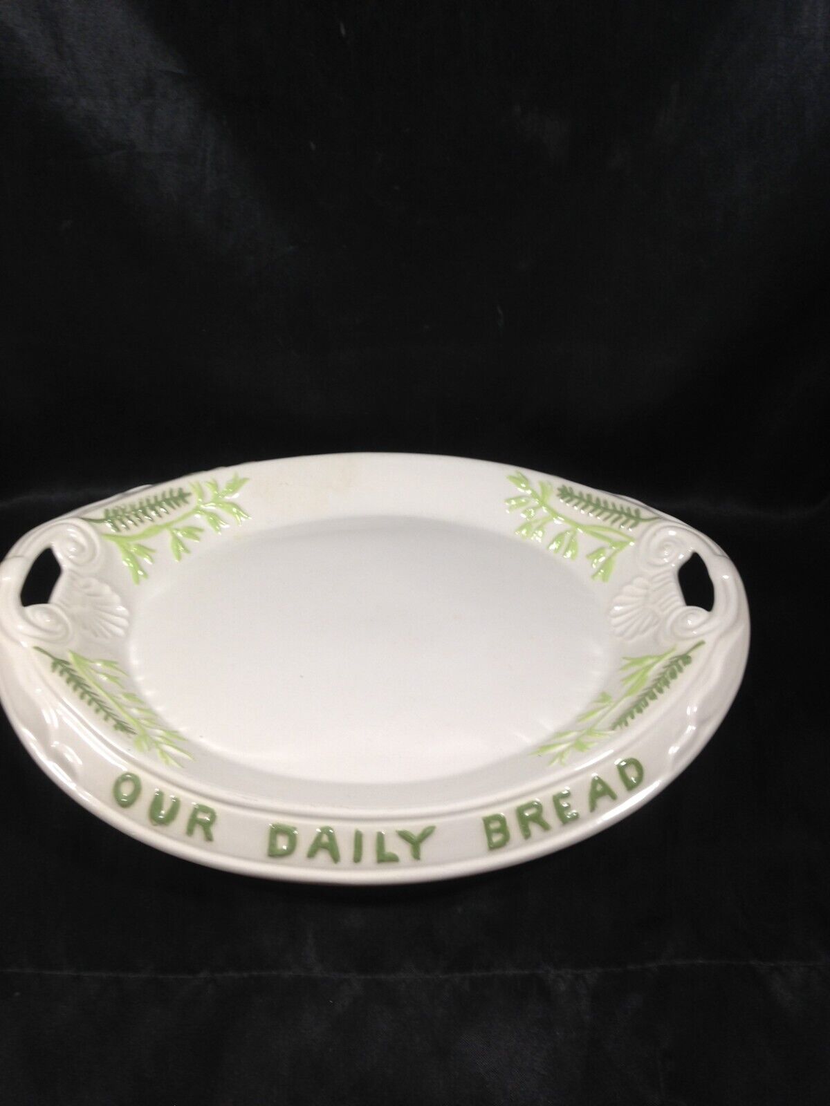 Religious Ceramic Platter Give Us This Day Our Daily Bread Signed