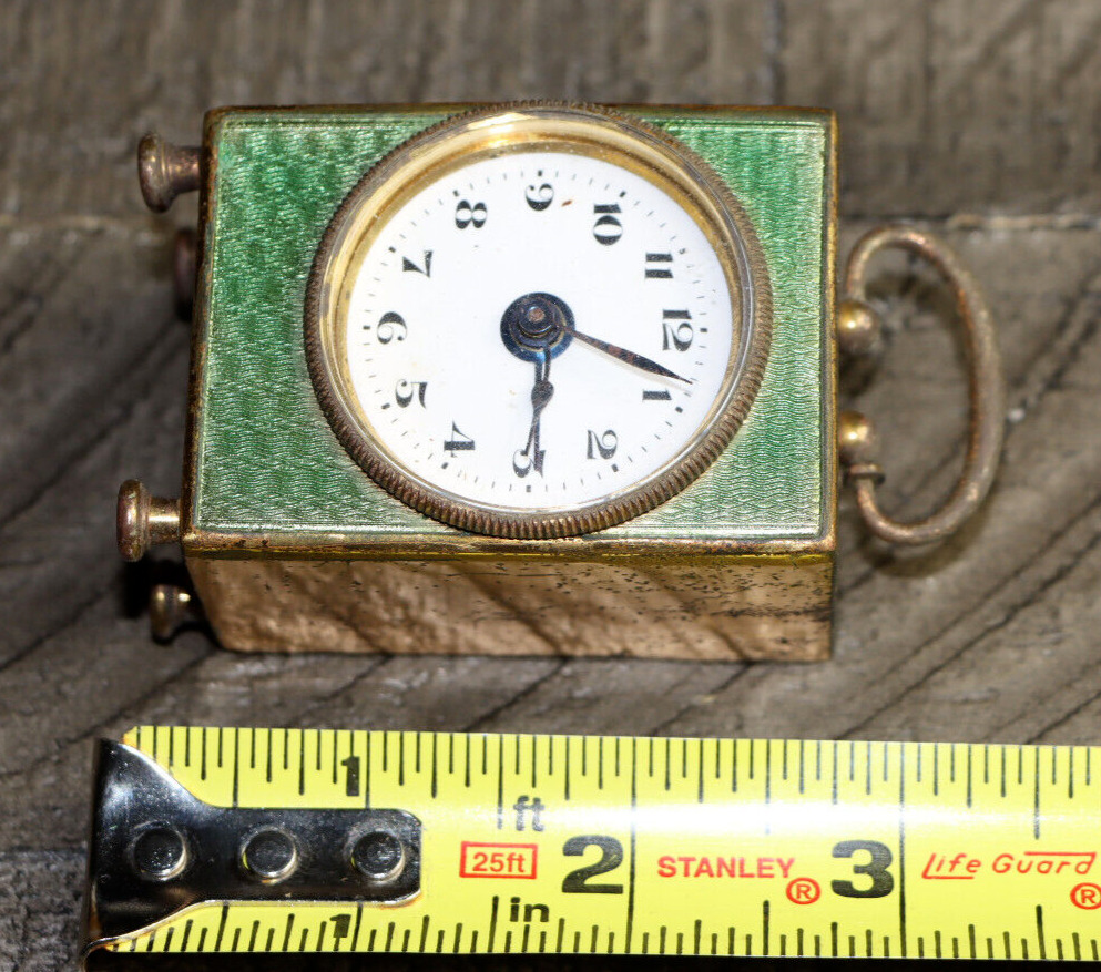 19th 20th Century German Germany Enamel Travel Time Clock Timepiece